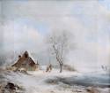 Winter-landscape-with-farmhouse-hunters-and-riders